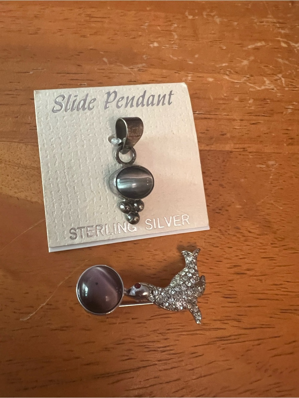 Sterling Silver with amethyst’s and SS Brooch Slide Pendant